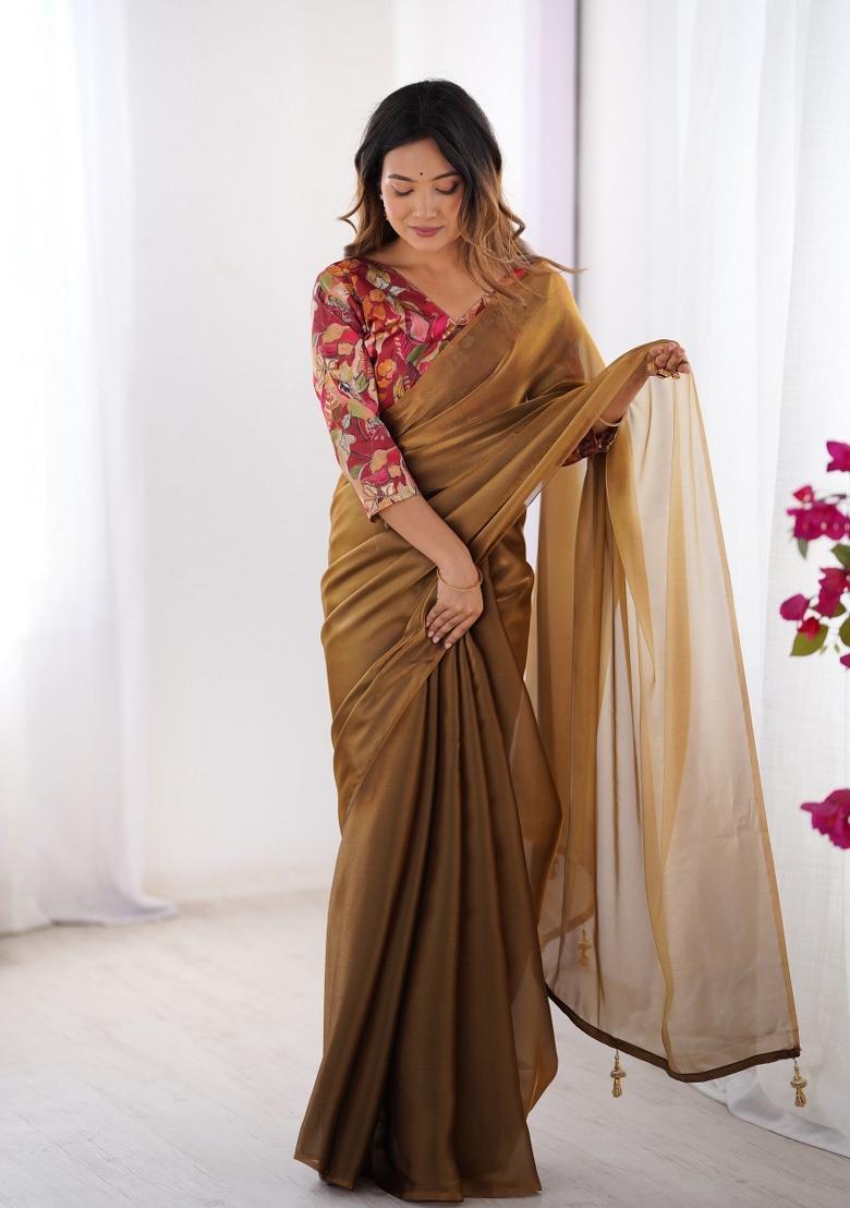 Mustard Yellow Latkan Rangoli Silk Saree Set