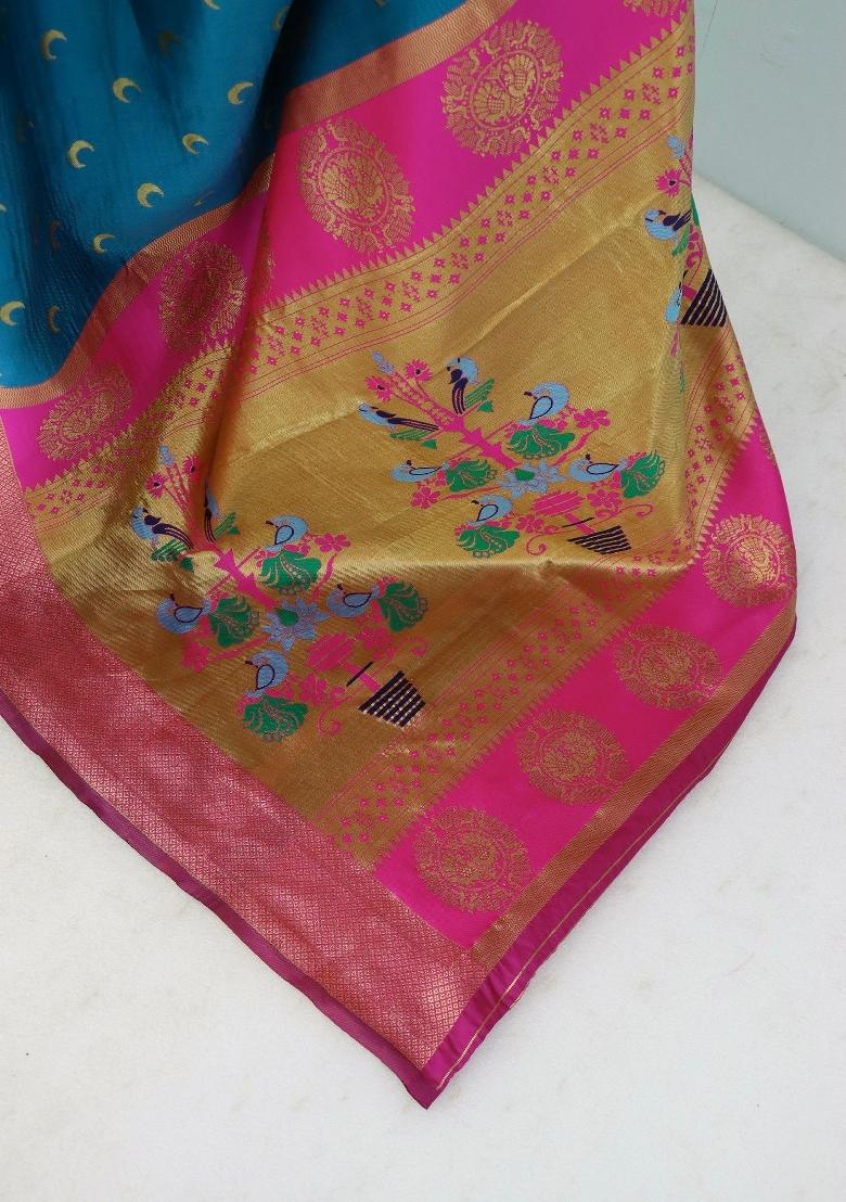 Rama Green Weaving Work Pure Silk Saree Set