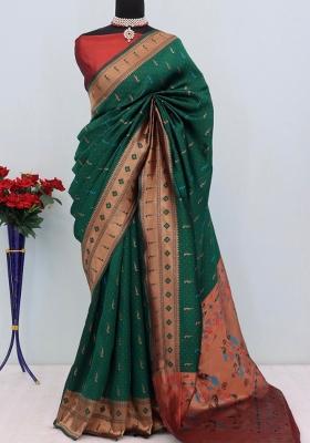 Light Green Weaving Work Pure Silk Saree Set
