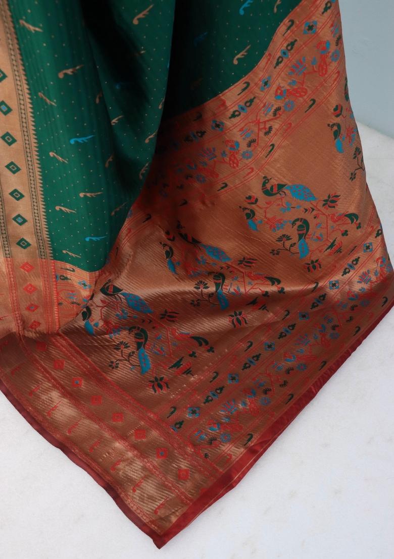 Light Green Weaving Work Pure Silk Saree Set