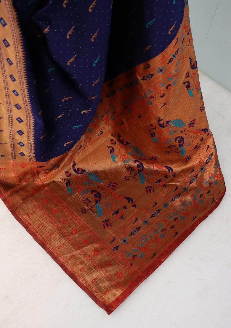 Blue Weaving Work Pure Silk Saree Set