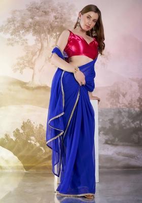 Blue Sequence Chiffon Saree Set
