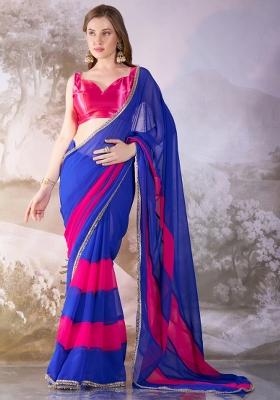 Blue Sequence Chiffon Saree Set