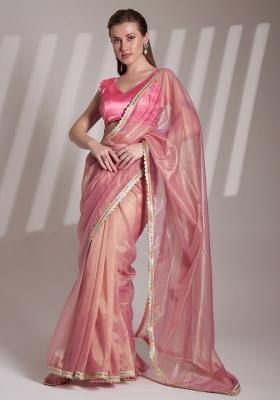 Pink Sequence Twill Net Saree Set