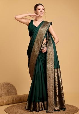 Green Weaving Work Banarasi Silk Saree Set
