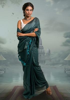 Green Stripes Cotton Saree