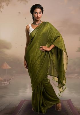 Olive Stripes Cotton Saree