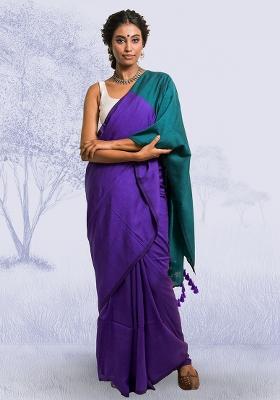 Purple Solid Cotton Saree