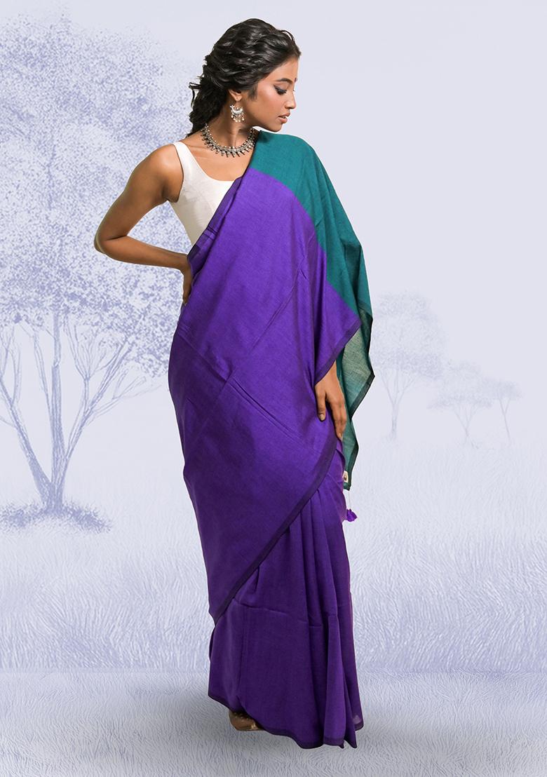 Purple Solid Cotton Saree
