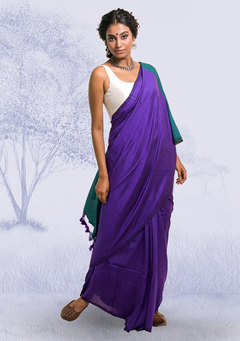 Purple Solid Cotton Saree