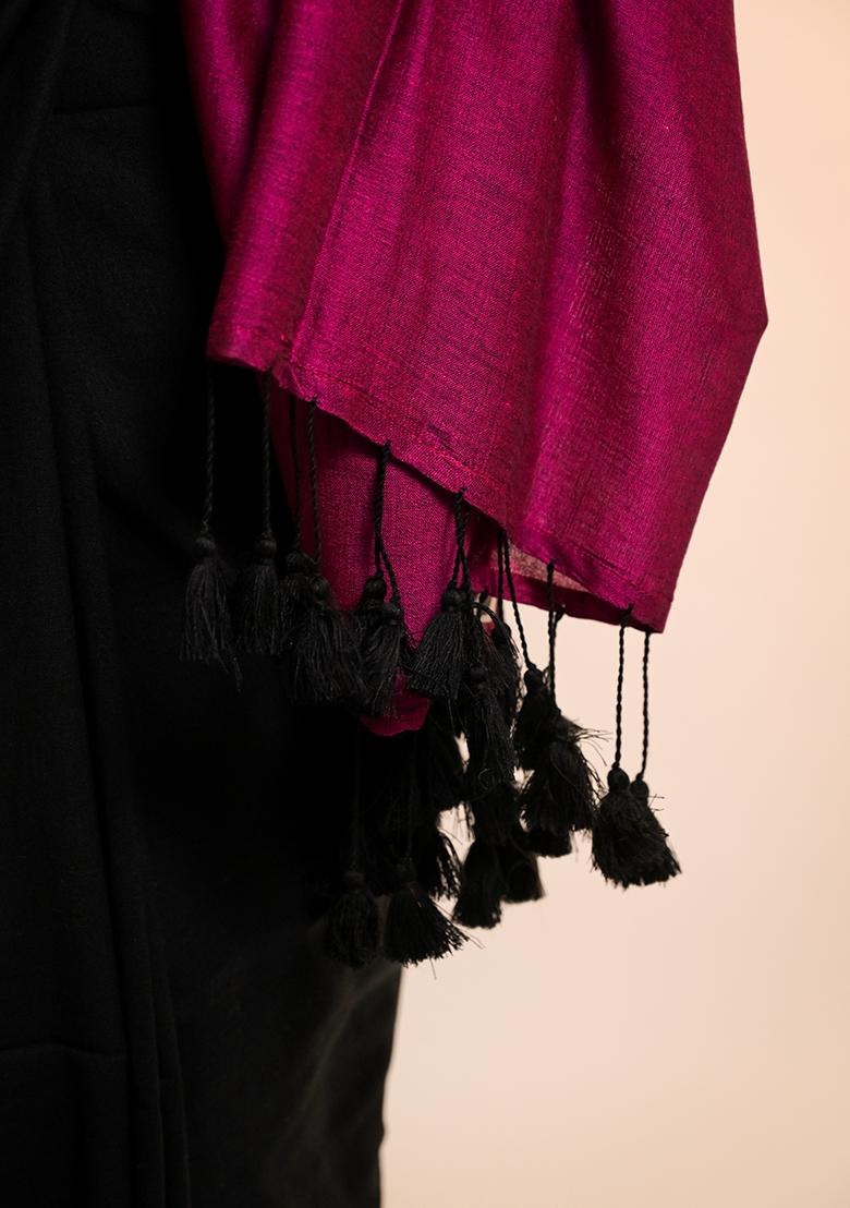 Black Solid Cotton Saree