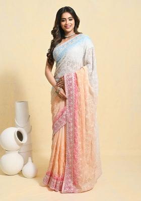 Multi Embellished Georgette Saree Set