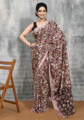 Multi Printed Satin Saree Set