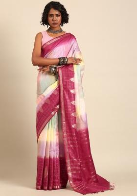 Multi Woven Design Viscose Saree Set