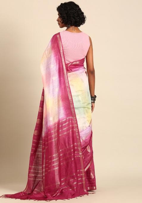 Multi Woven Design Viscose Saree Set