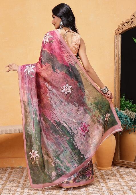 Green Embroidered Soft Silk Pre Stitched Saree
