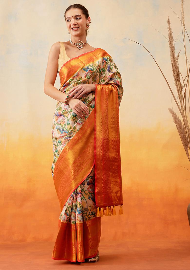 Green Embroidered Art Silk Pre Stitched Saree