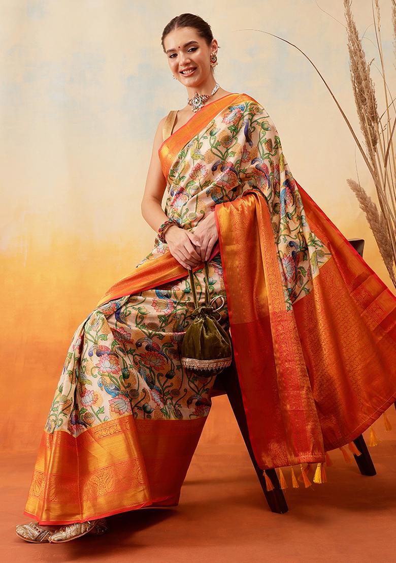 Green Embroidered Art Silk Pre Stitched Saree