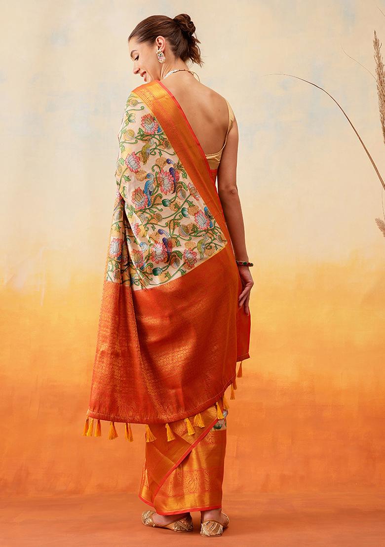 Green Embroidered Art Silk Pre Stitched Saree