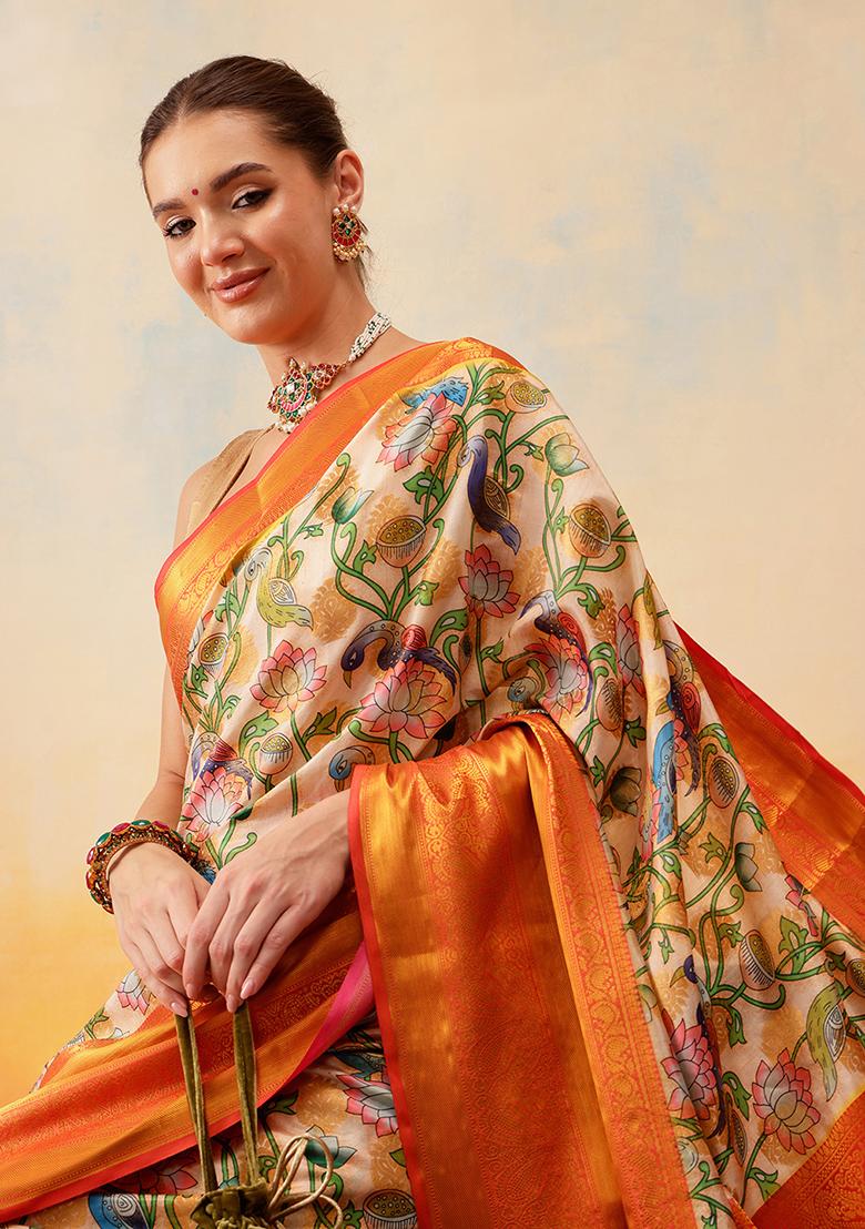 Green Embroidered Art Silk Pre Stitched Saree