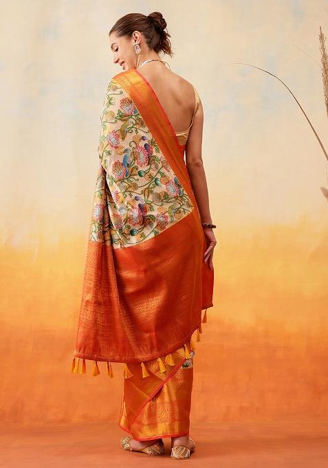 Green Embroidered Art Silk Pre Stitched Saree