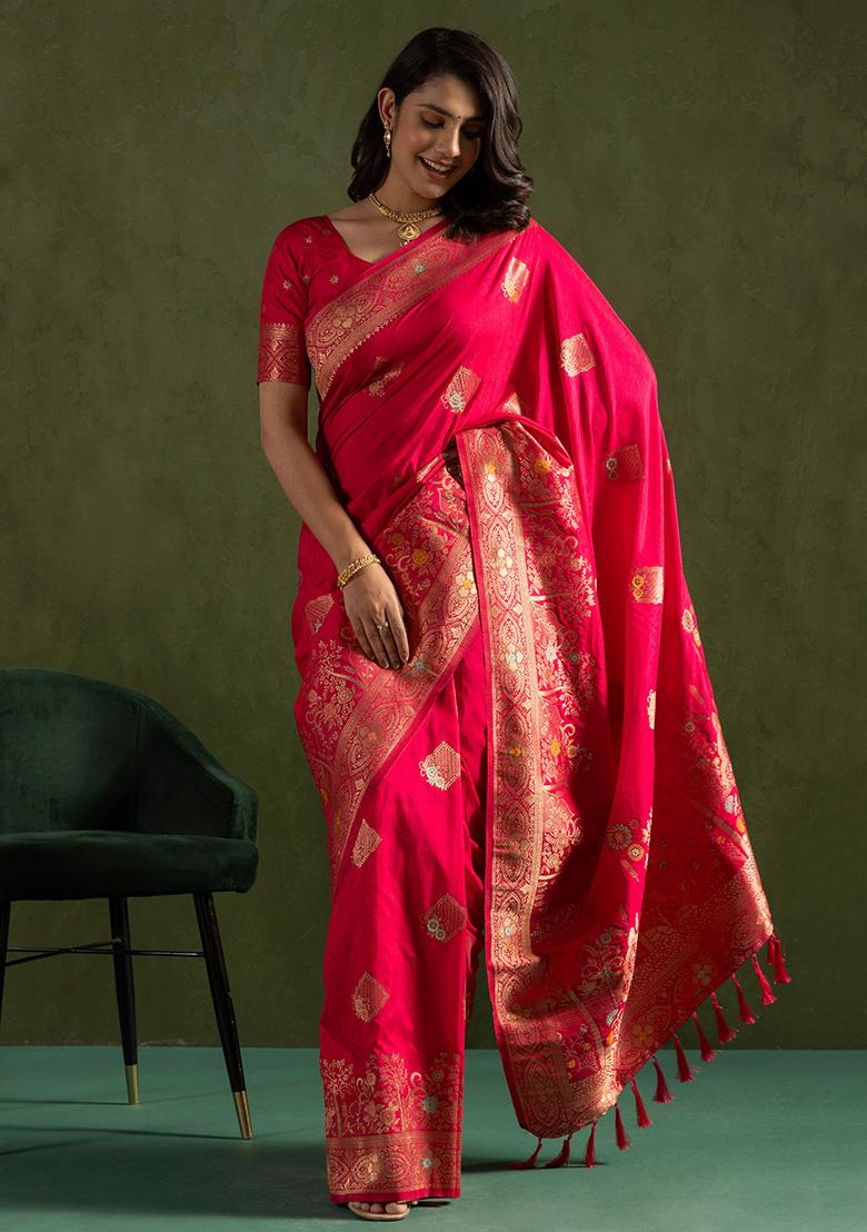 Pink Wevon Jari Designer Dolla Silk Saree Set