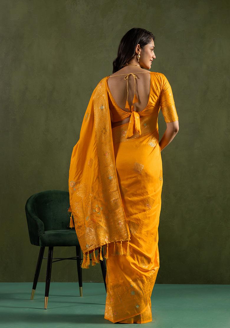 Yellow Wevon Jari Designer Dolla Silk Saree Set