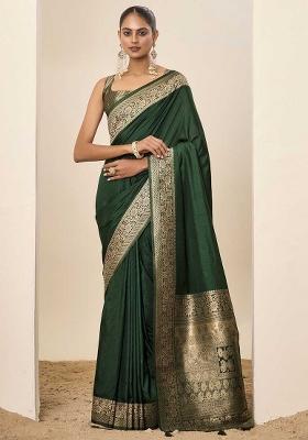 Green Wevon Galla Designer Dolla Silk Saree Set