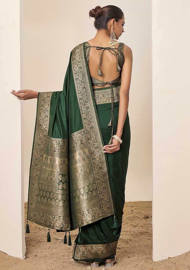 Green Wevon Galla Designer Dolla Silk Saree Set