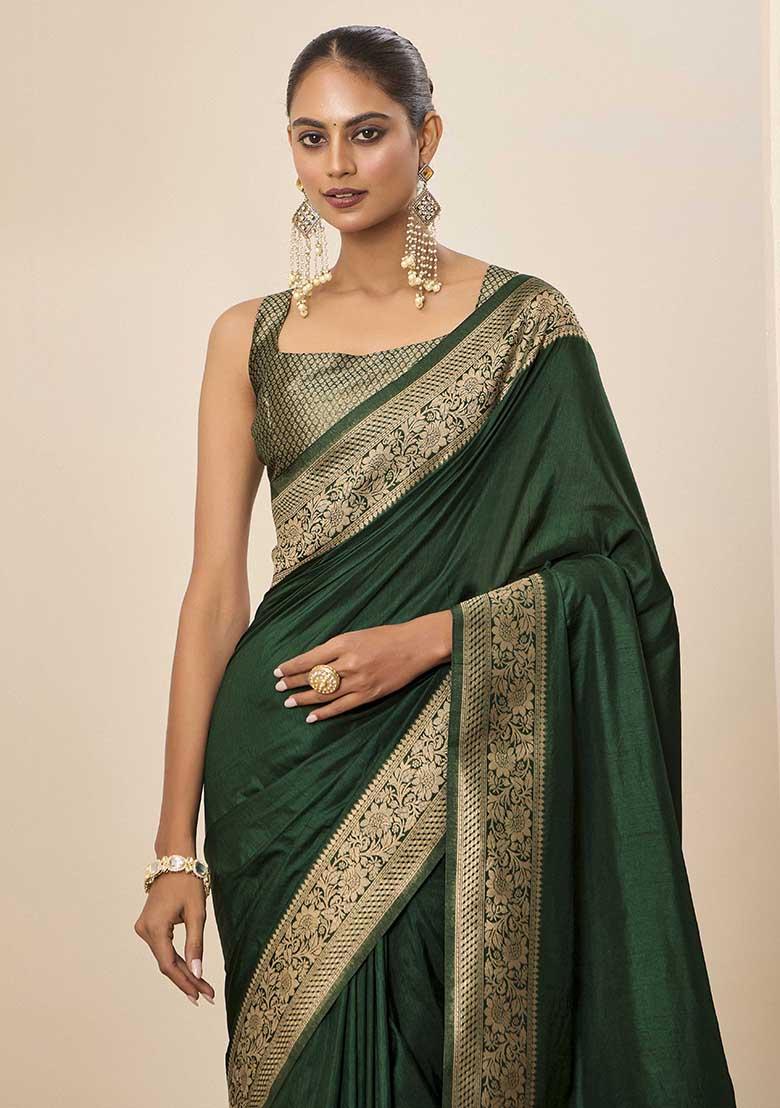 Green Wevon Galla Designer Dolla Silk Saree Set