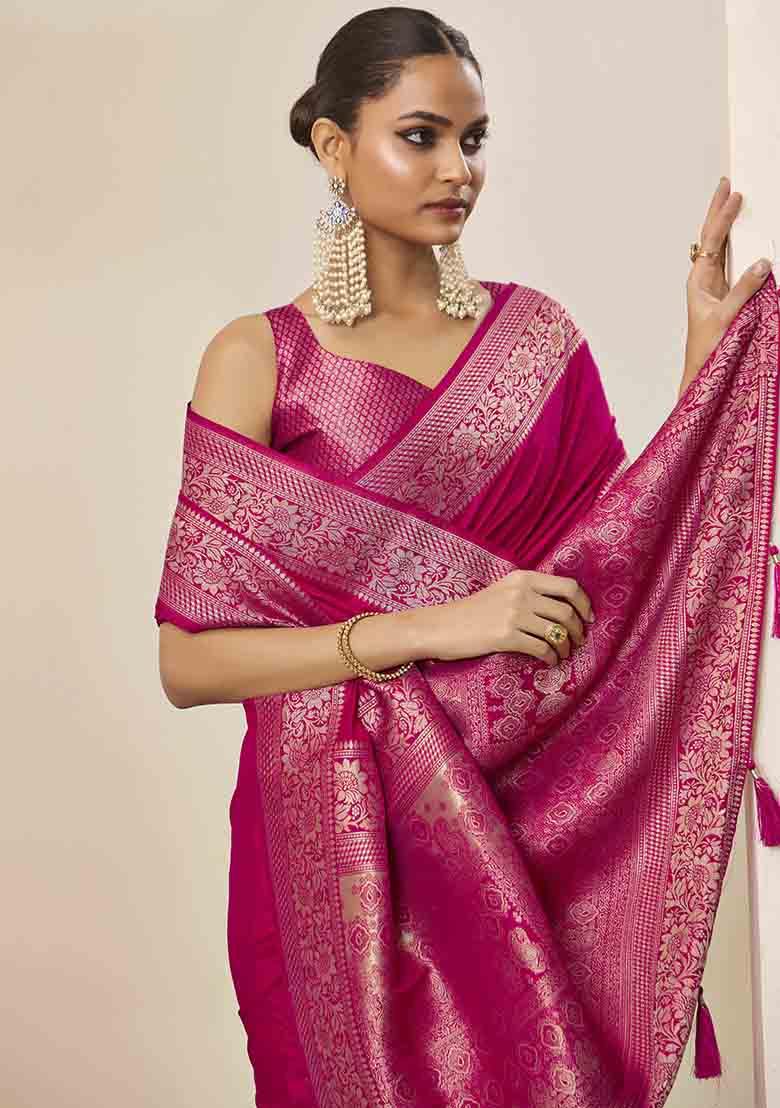 Pink Wevon Galla Designer Dolla Silk Saree Set