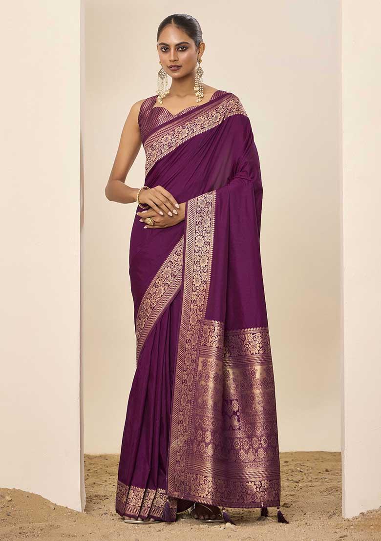 Wine Wevon Galla Designer Dolla Silk Saree Set