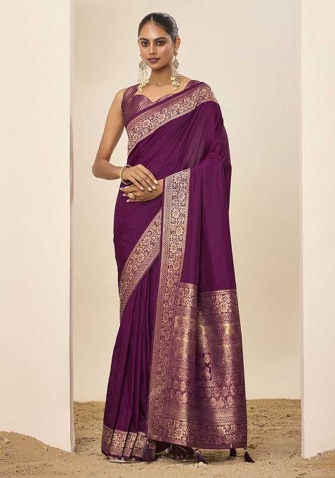 Wine Wevon Galla Designer Dolla Silk Saree Set