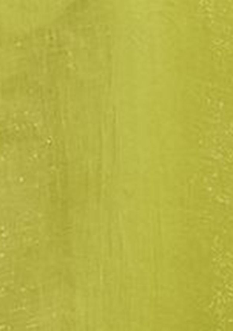 Lemon Yellow Petch And Jardosi And Diamond Hand Work Chiffon Saree Set