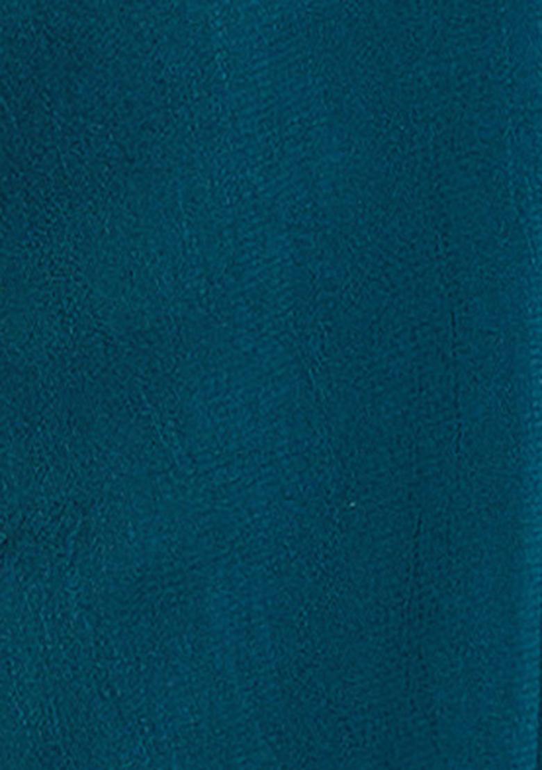 Teal Blue Solid And Lace Border Rangoli Silk Pre Stitched Saree