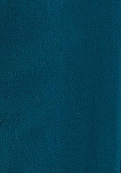 Teal Blue Solid And Lace Border Rangoli Silk Pre Stitched Saree