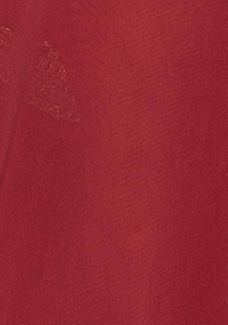 Maroon Solid And Lace Border Rangoli Silk Pre Stitched Saree