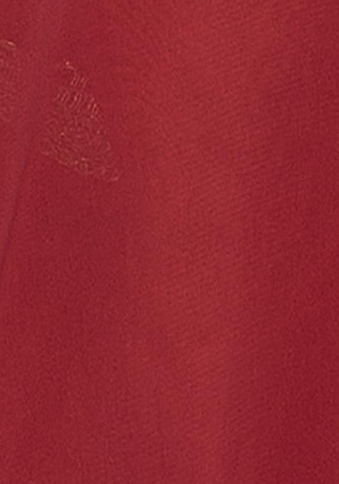 Maroon Solid And Lace Border Rangoli Silk Pre Stitched Saree