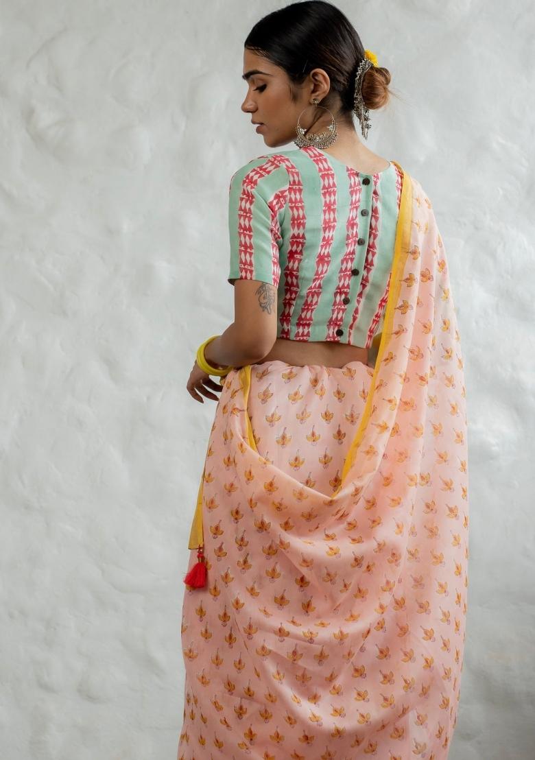 Multicolor Digital Print Mul Cotton Saree Set