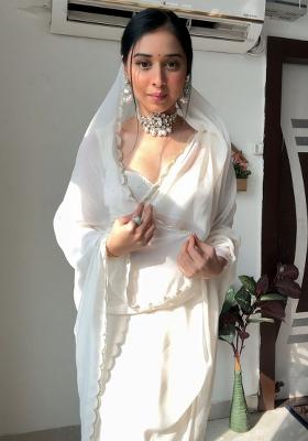 White Handwork Georgette Saree Set