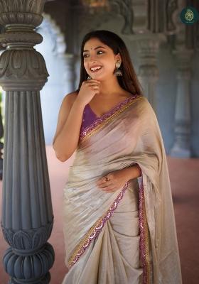 Purple Lace Border Erode Silk Saree Set