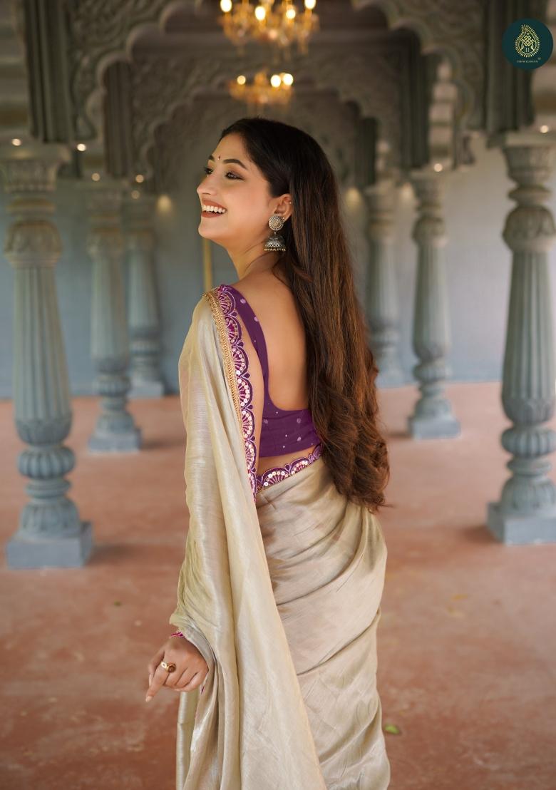 Purple Lace Border Erode Silk Saree Set