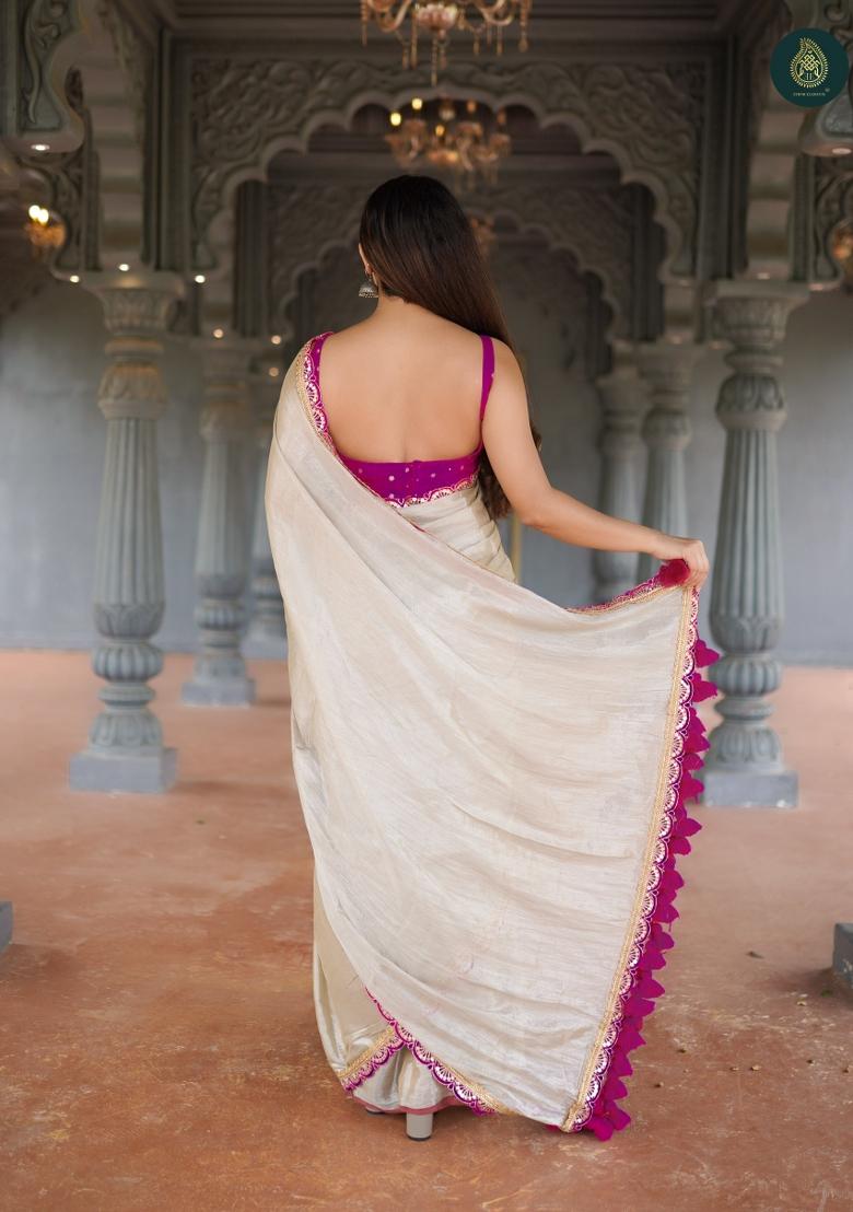 Purple Lace Border Erode Silk Saree Set