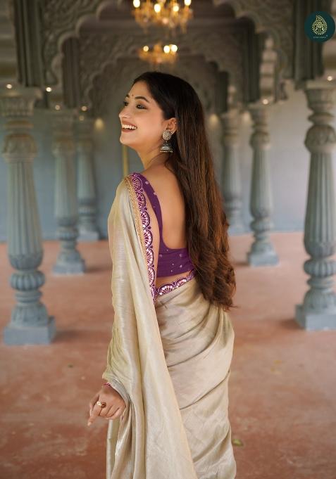 Purple Lace Border Erode Silk Saree Set