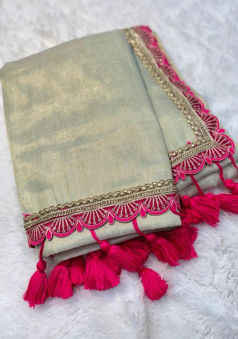 Chiku Brown Lace Border Erode Silk Saree Set