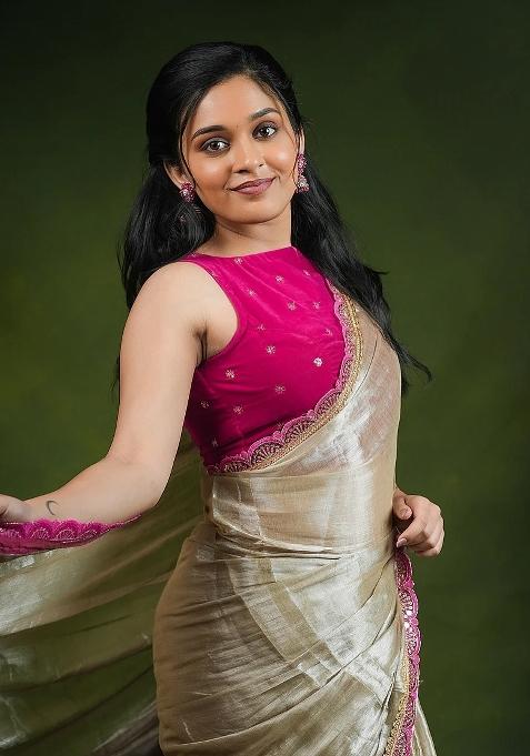 Chiku Brown Lace Border Erode Silk Saree Set