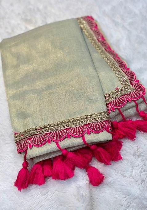 Chiku Brown Lace Border Erode Silk Saree Set