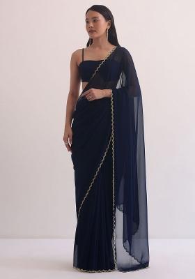 Blue Handwork Georgette Saree Set