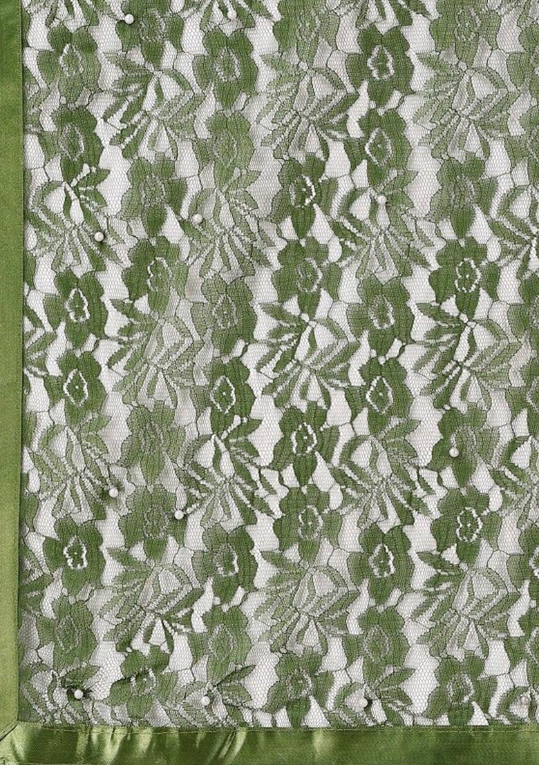 Bottle Green Weaving Net Saree Set