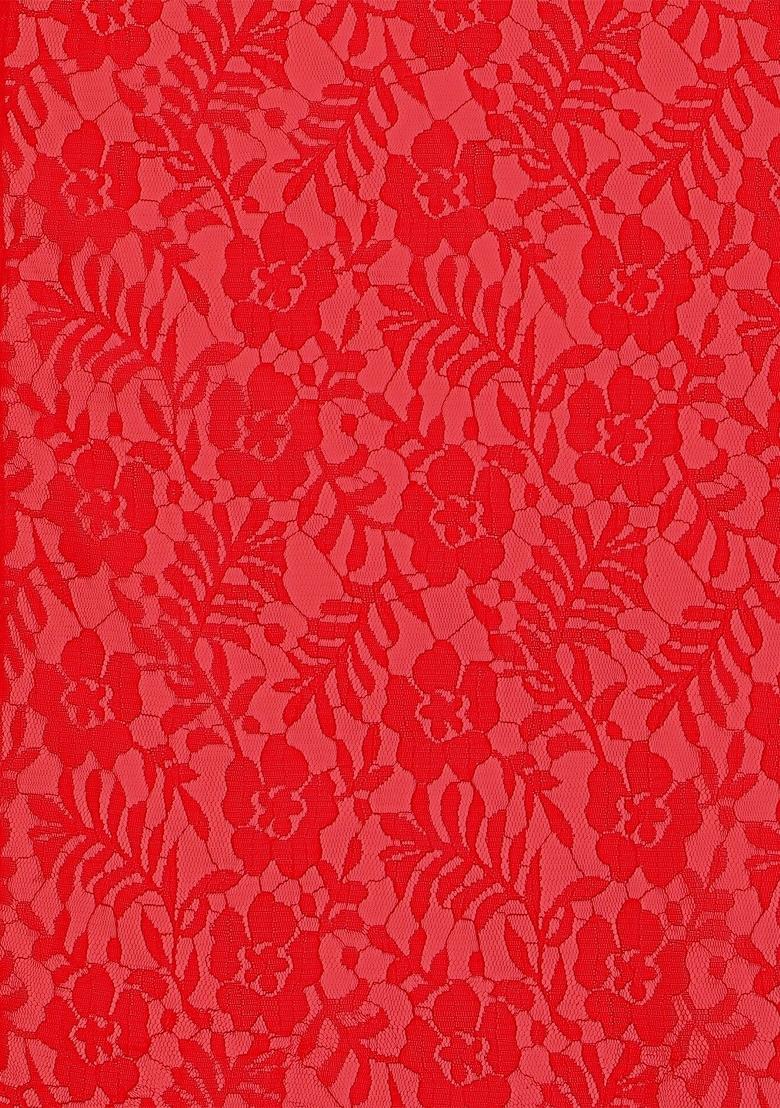 Red Weaving Net Saree Set